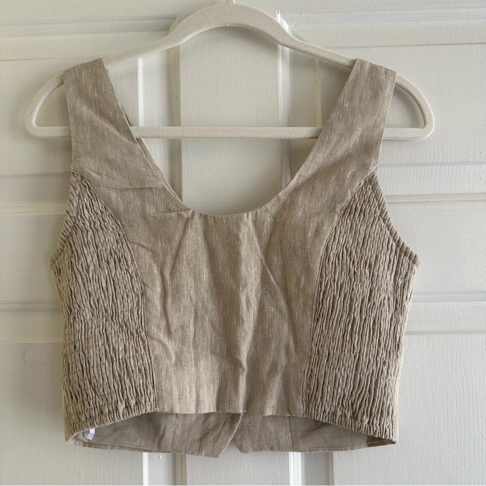 Anthropologie Sovere Instance Crop Vest in Natural NWT size M Old Money Minimal - Picture 7 of 8